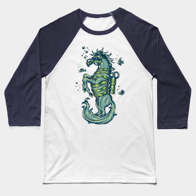 Seahorse Baseball T-Shirt by Cosmo Gazoo